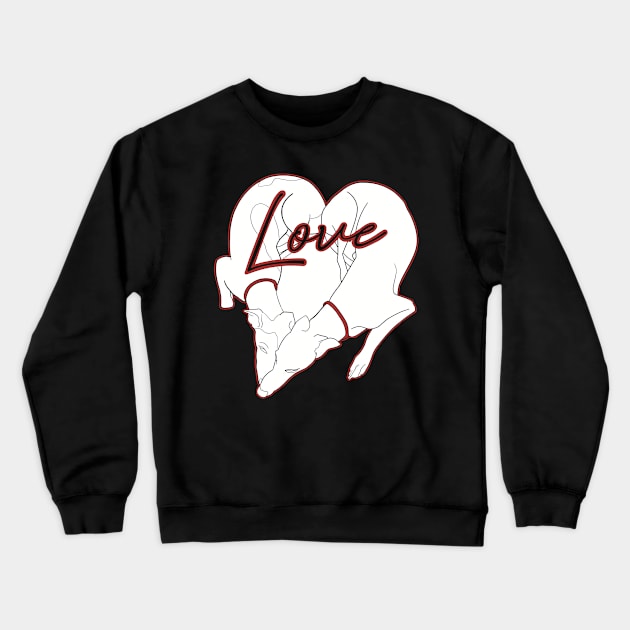 Adorable Greyhound dog design shaped in a heart with the word love inside, with red details Crewneck Sweatshirt by This Iggy Life